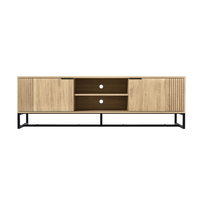 Oikiture TV Cabinet Storage Drawer Shelf 160cm Oak-Entertainment Units-PEROZ Accessories