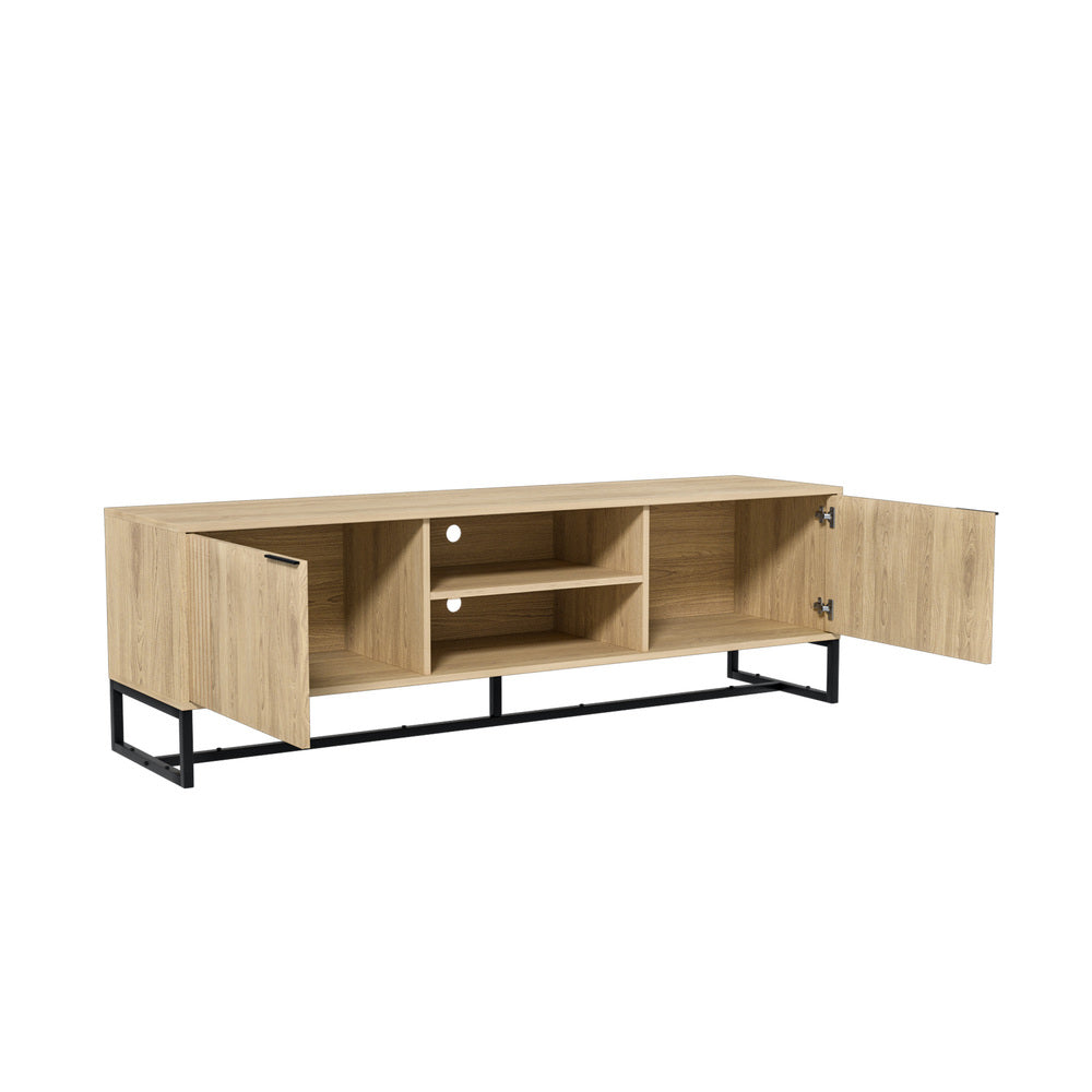 Oikiture TV Cabinet Storage Drawer Shelf 160cm Oak-Entertainment Units-PEROZ Accessories