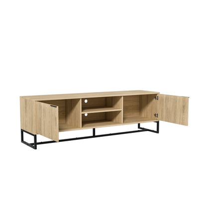 Oikiture TV Cabinet Storage Drawer Shelf 160cm Oak-Entertainment Units-PEROZ Accessories