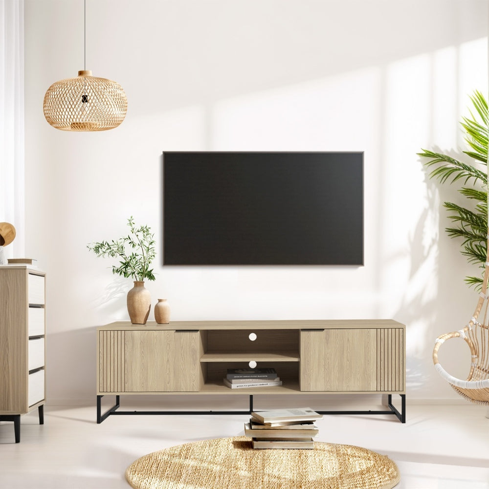 Oikiture TV Cabinet Storage Drawer Shelf 160cm Oak-Entertainment Units-PEROZ Accessories