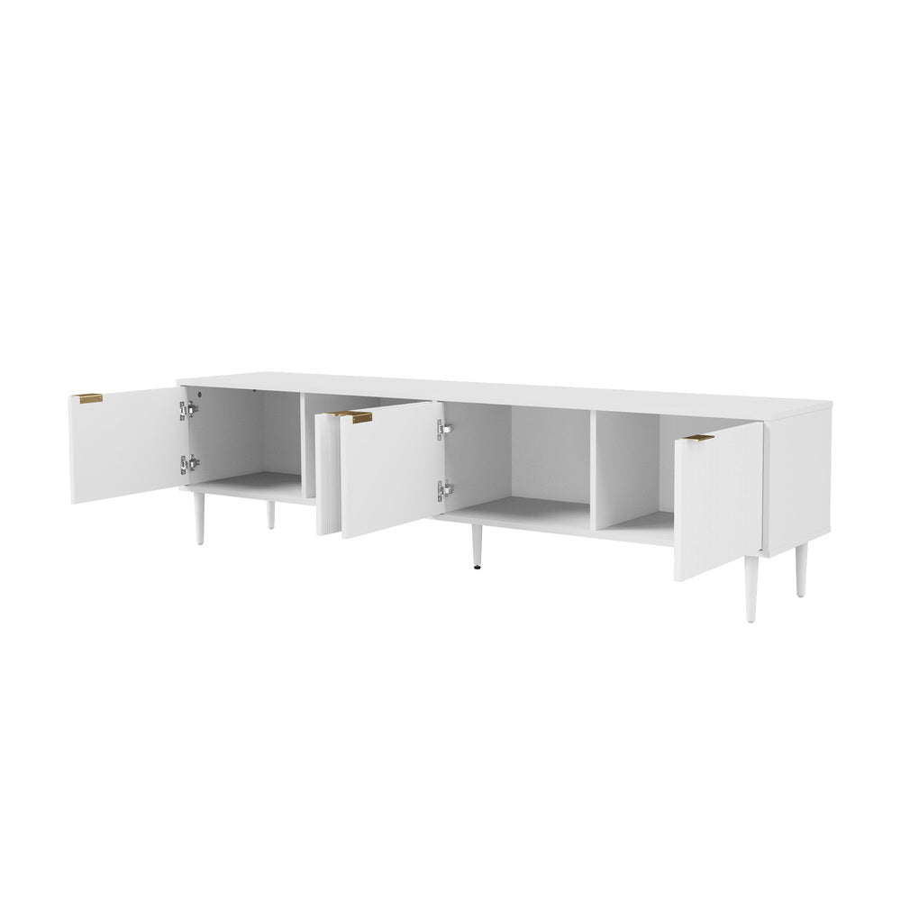Oikiture TV Stand Cabinet Entertainment Unit Four Door 180cm White-Entertainment Unit-PEROZ Accessories