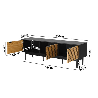 Oikiture TV Cabinet Entertainment Unit Stand Storage Three Door 160CM-Entertainment Unit-PEROZ Accessories