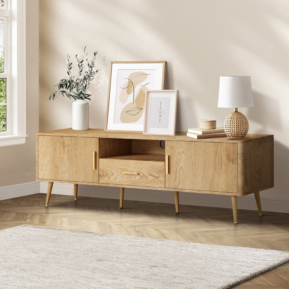 Oikiture TV Cabinet Entertainment Unit Stand 160cm Natural-Entertainment Unit-PEROZ Accessories