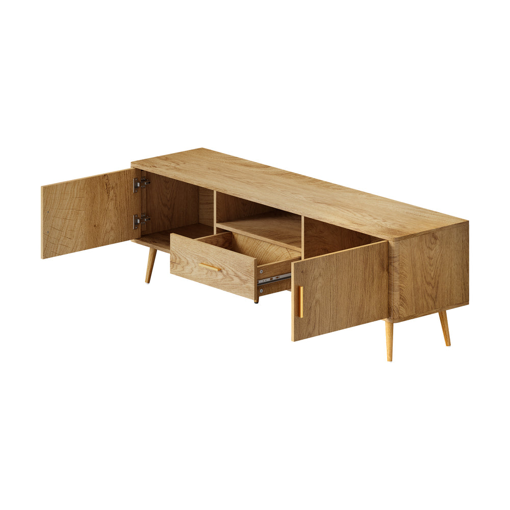Oikiture TV Cabinet Entertainment Unit Stand 160cm Natural-Entertainment Unit-PEROZ Accessories