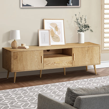 Oikiture TV Cabinet Entertainment Unit Stand 160cm Natural-Entertainment Unit-PEROZ Accessories