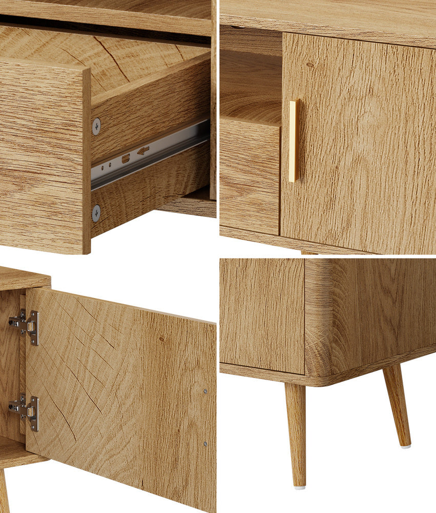 Oikiture TV Cabinet Entertainment Unit Stand 160cm Natural-Entertainment Unit-PEROZ Accessories