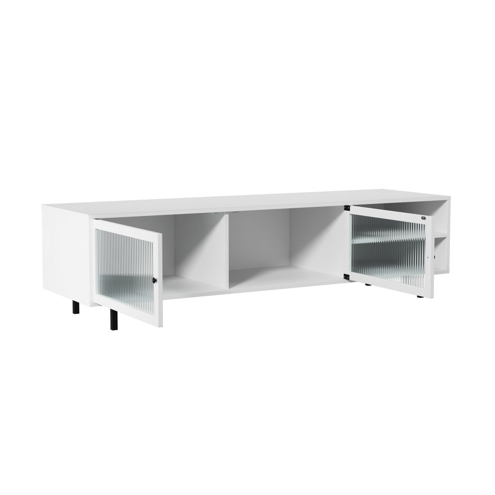 Oikiture TV Cabinet Tempered-glass Doors Storage Shelf-Entertainment Units-PEROZ Accessories