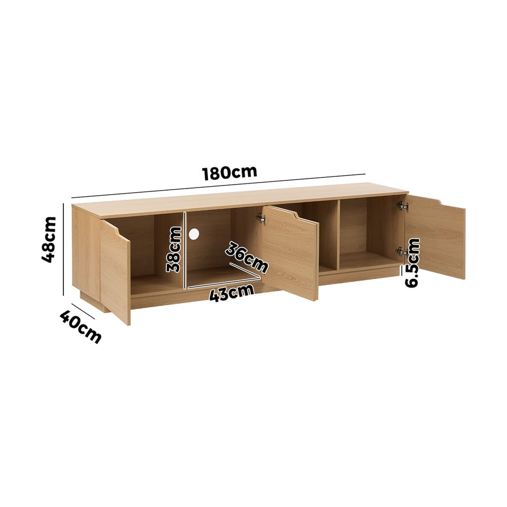 Oikiture TV Cabinet Entertainment Unit Wooden Storage Shelf 180cm-Entertainment Unit-PEROZ Accessories