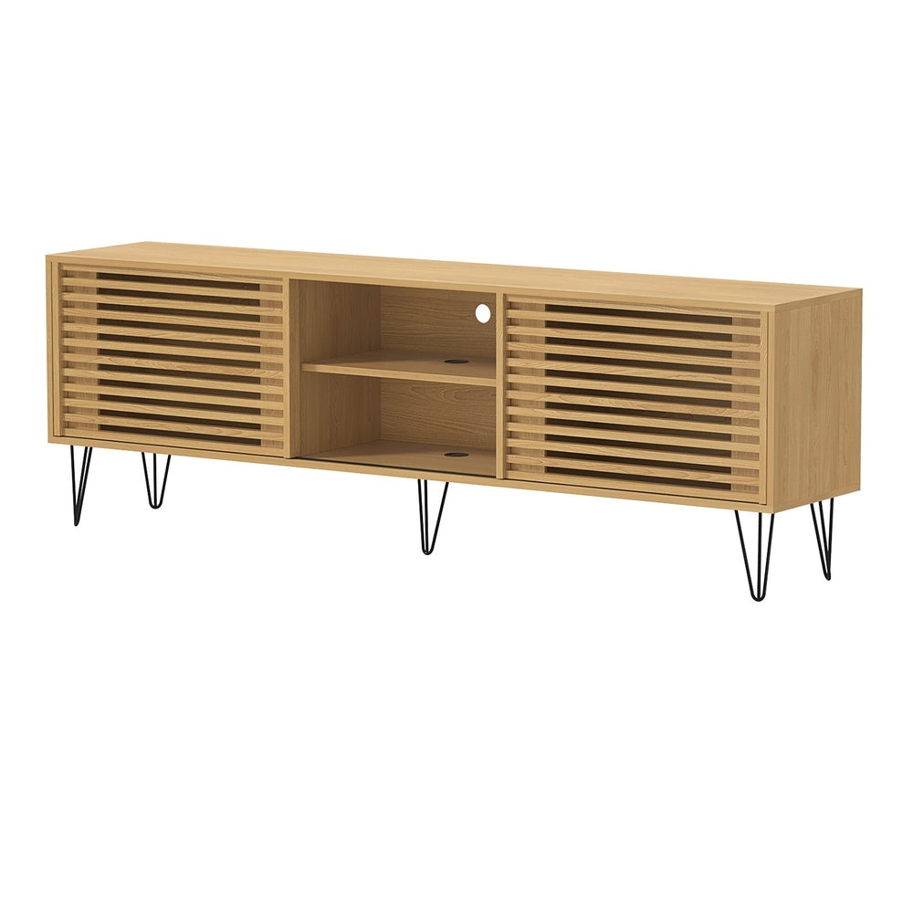 Oikiture TV Cabinet Storage Sliding Door Shelf 180cm-Entertainment Units-PEROZ Accessories