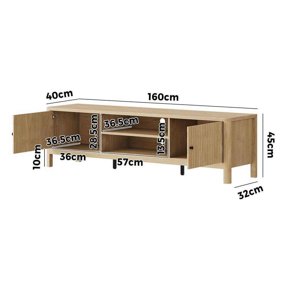 Oikiture TV Cabinet Entertainment Unit Stand 160cm Natural-Entertainment Unit-PEROZ Accessories