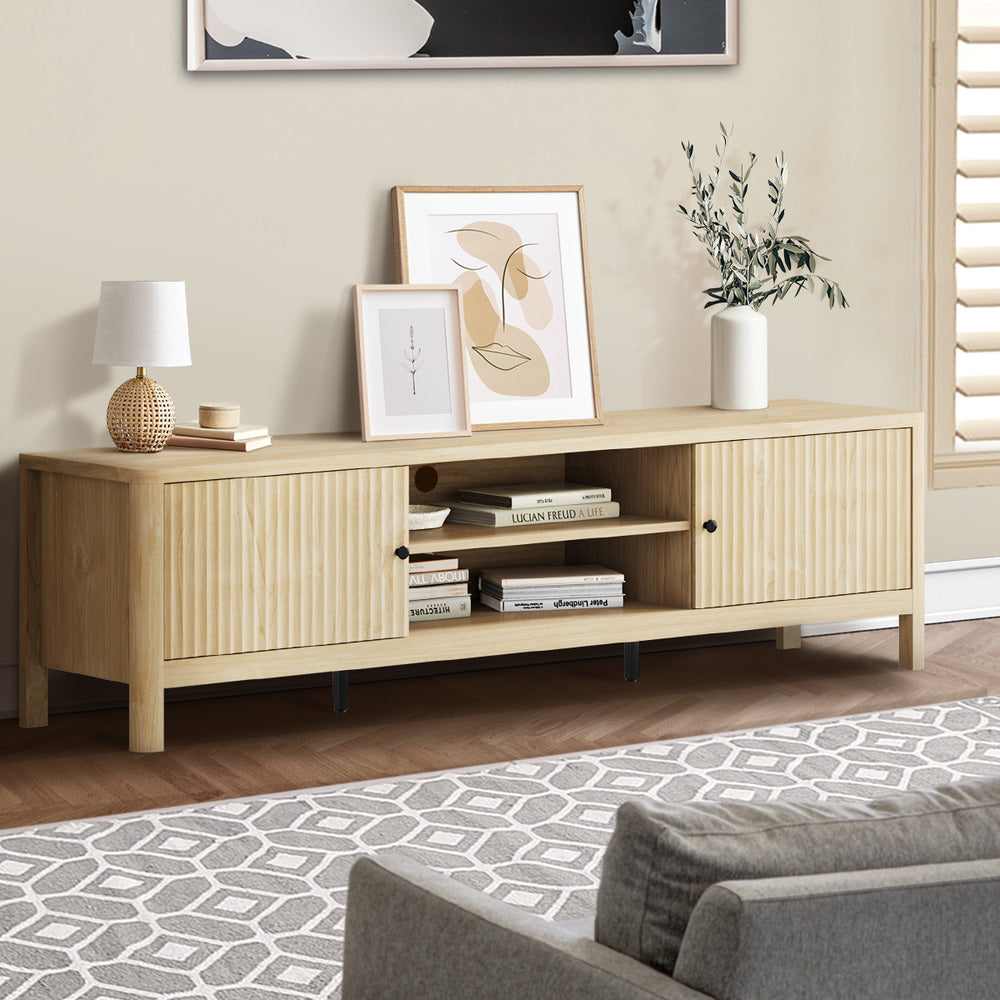 Oikiture TV Cabinet Entertainment Unit Stand 160cm Natural-Entertainment Unit-PEROZ Accessories