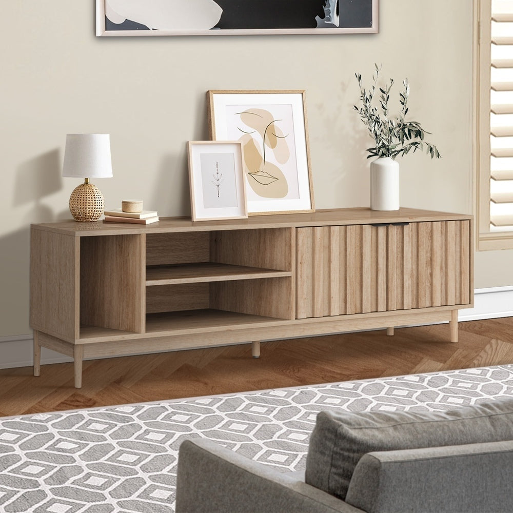 Oikiture TV Cabinet Entertainment Unit Stand 160cm Natural-Entertainment Unit-PEROZ Accessories