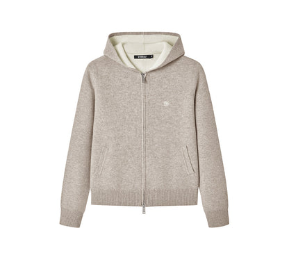 EVERAU 100% Wool Cardigan Knit Zip Hoodie Tanno-Apparel-PEROZ Accessories