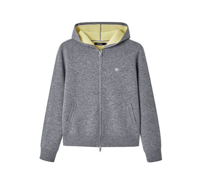 EVERAU 100% Wool Cardigan Knit Zip Hoodie Tanno-Apparel-PEROZ Accessories