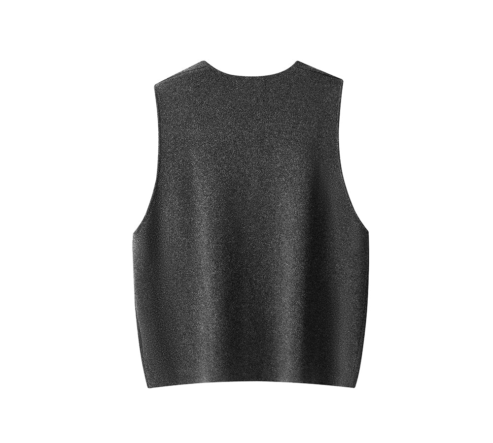 EVERAU 100% Wool V-Neck Sweater Wooly Vest-Apparel-PEROZ Accessories