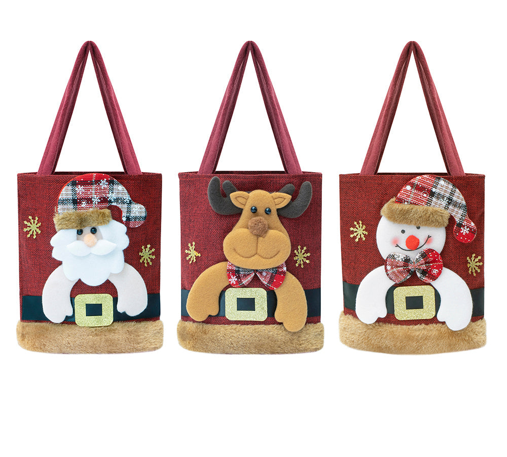 EVERAU Christmas Santa Reindeer Snowman Tote Bag Berry-Accessories-PEROZ Accessories