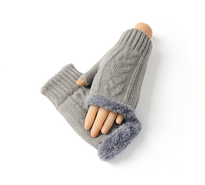 EVERAU Fingerless Ultra Plush Knit Gloves-Gloves-PEROZ Accessories