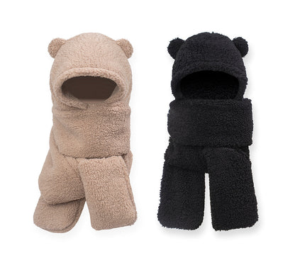 EVERAU® Hat Scarf and Gloves 3 In 1 Cute Bear Plush Hat-PEROZ Accessories