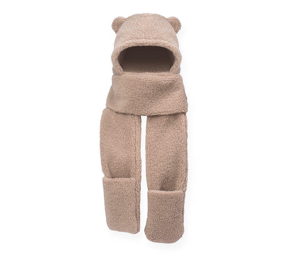 EVERAU® Hat Scarf and Gloves 3 In 1 Cute Bear Plush Hat-PEROZ Accessories