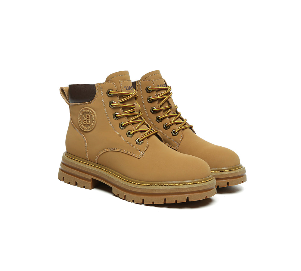 EVERAU® UGG Boots Women Leather Sheepskin Wool Lace Up Chunky Aubrey-PEROZ Accessories