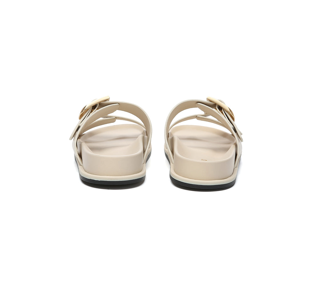 EVERAU Women Double Adjustable Strap Buckle Flat Sandals Mounish-Sandals-PEROZ Accessories