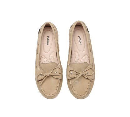 EVERAU Women Leather Bow Casual Loafers Summer Moccasins Monty-Moccasins-PEROZ Accessories