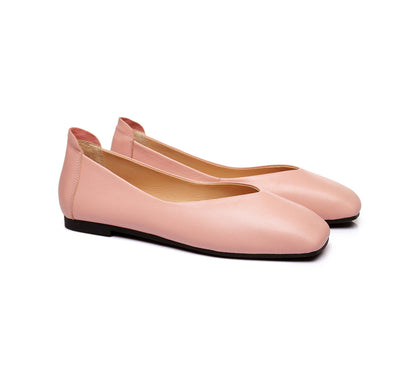 EVERAU Women Leather Square Toe Ballet Flats Linda-Flats-PEROZ Accessories