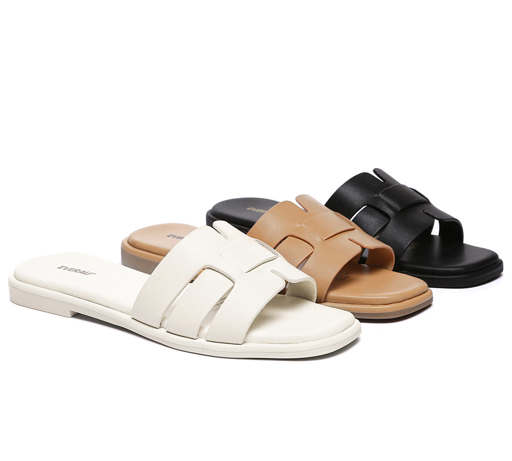 EVERAU® Women Leather Woven Flat Slides Bolita-PEROZ Accessories
