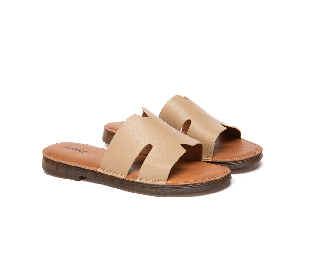 EVERAU Women Slides Leather Ultra Soft Woven Flat Clovey-Slides-PEROZ Accessories