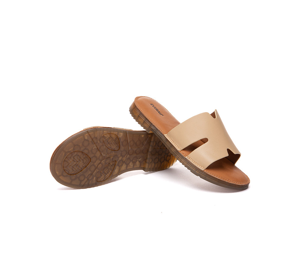 EVERAU Women Slides Leather Ultra Soft Woven Flat Clovey-Slides-PEROZ Accessories