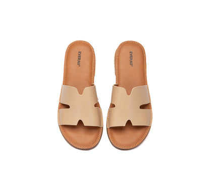 EVERAU Women Slides Leather Ultra Soft Woven Flat Clovey-Slides-PEROZ Accessories