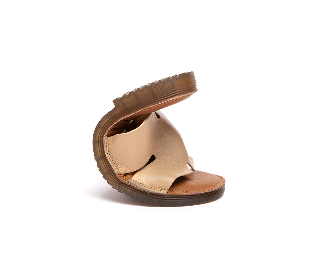 EVERAU Women Slides Leather Ultra Soft Woven Flat Clovey-Slides-PEROZ Accessories