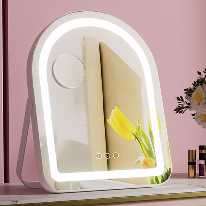 Embellir Makeup Mirror 35x45cm Dressing Vanity LED Stripe Light with 5x Magnification Rotation White Arch-Health &amp; Beauty > Makeup > Makeup Mirrors-PEROZ Accessories