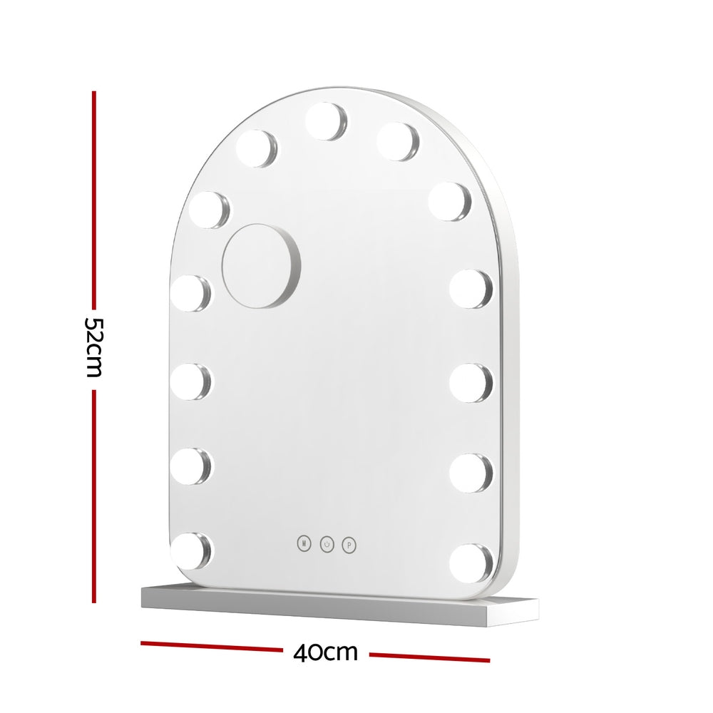 Embellir Makeup Mirror 40x50cm Dressing Vanity LED Bulb Light with 5x Magnification White Arch-Health &amp; Beauty > Makeup > Makeup Mirrors-PEROZ Accessories
