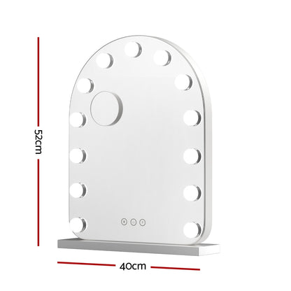 Embellir Makeup Mirror 40x50cm Dressing Vanity LED Bulb Light with 5x Magnification White Arch-Health &amp; Beauty > Makeup > Makeup Mirrors-PEROZ Accessories
