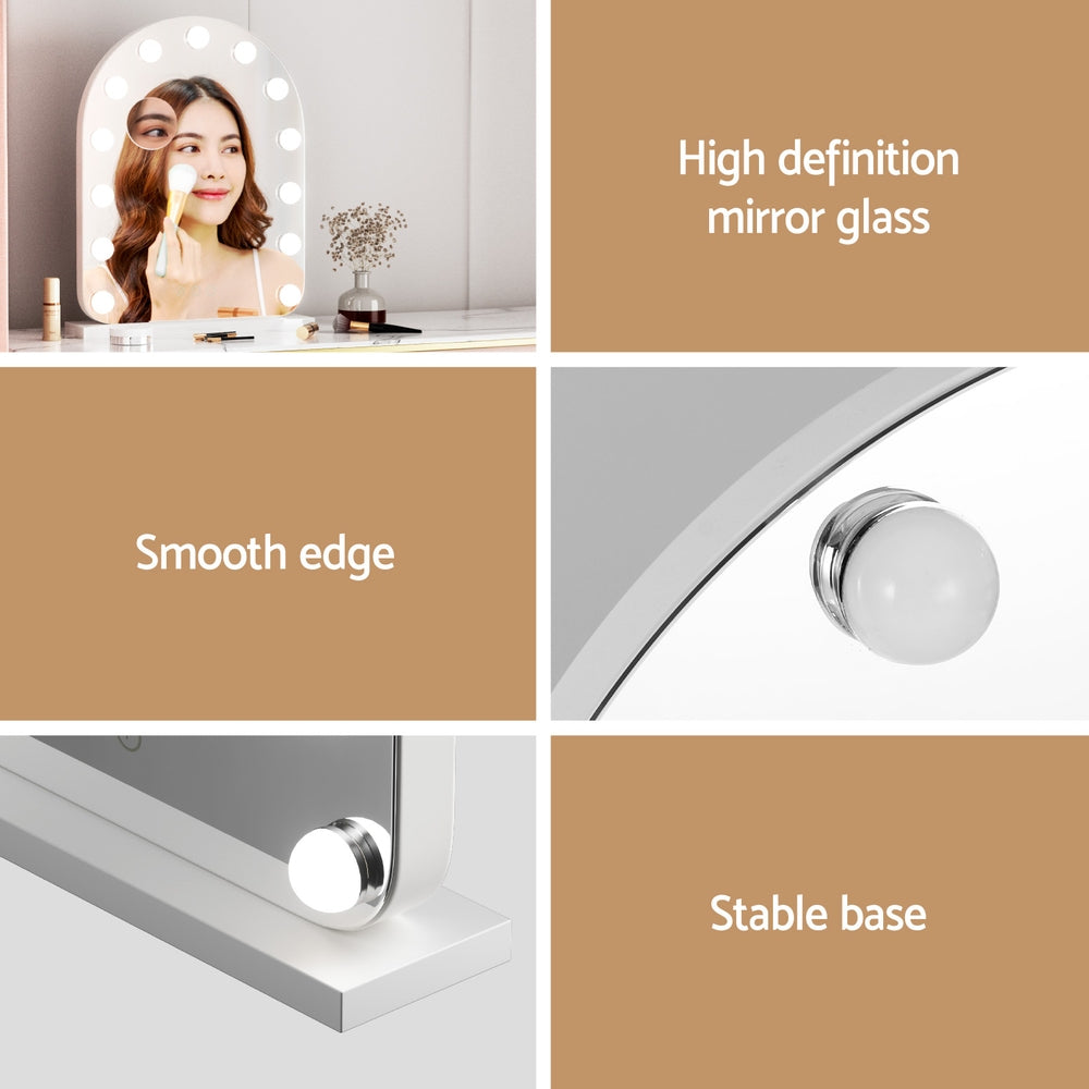 Embellir Makeup Mirror 40x50cm Dressing Vanity LED Bulb Light with 5x Magnification White Arch-Health &amp; Beauty > Makeup > Makeup Mirrors-PEROZ Accessories