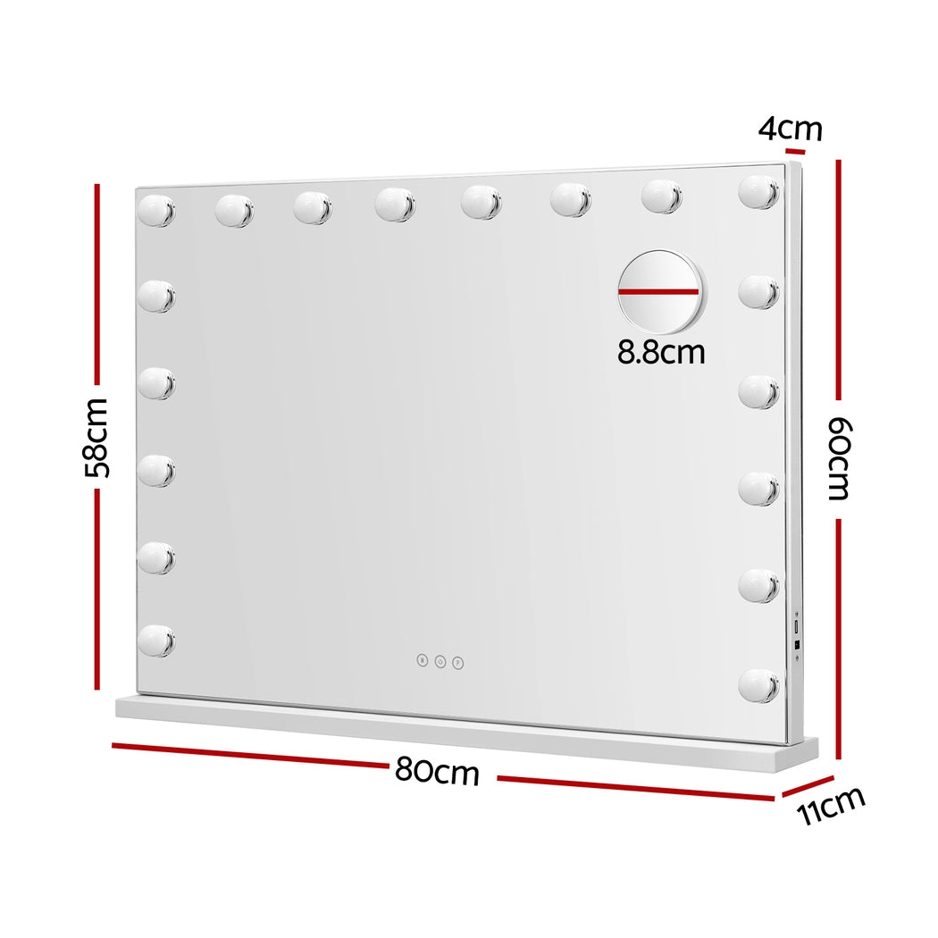 Embellir Makeup Mirror 80x58cm Hollywood Vanity with LED Light Tabletop Wall-Home &amp; Garden > Decor > Mirrors-PEROZ Accessories