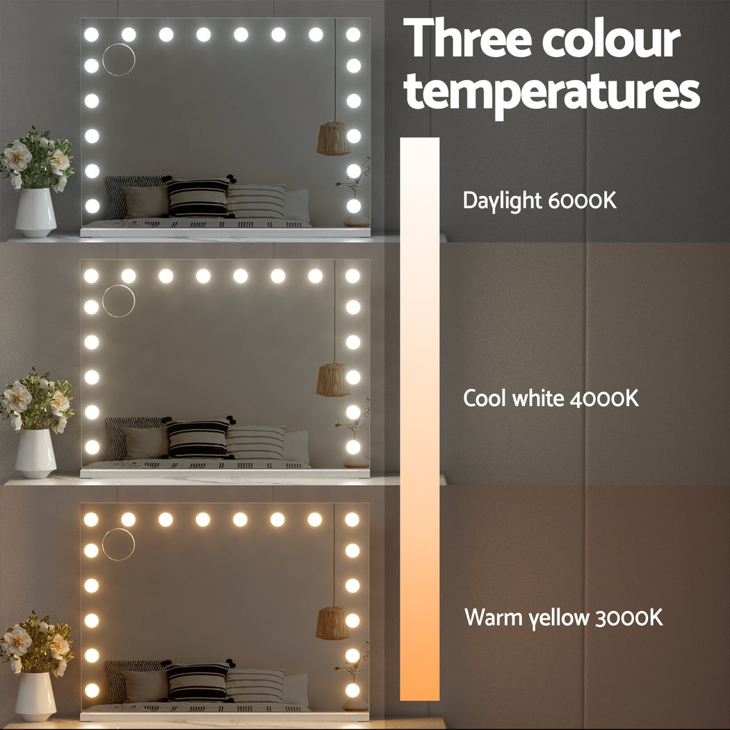 Embellir Makeup Mirror 80x58cm Hollywood Vanity with LED Light Tabletop Wall-Home &amp; Garden > Decor > Mirrors-PEROZ Accessories