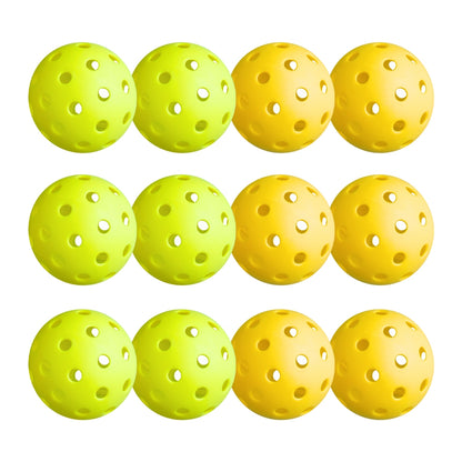 Everfit 12PC Pickleballs Set 40-Hole Design Indoor Outdoor Durable PE Balls Green/Yellow-Sports &amp; Fitness > Racquet Sports > Pickleball-PEROZ Accessories