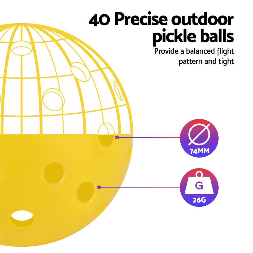 Everfit 12PC Pickleballs Set 40-Hole Design Indoor Outdoor Durable PE Balls Green/Yellow-Sports &amp; Fitness > Racquet Sports > Pickleball-PEROZ Accessories