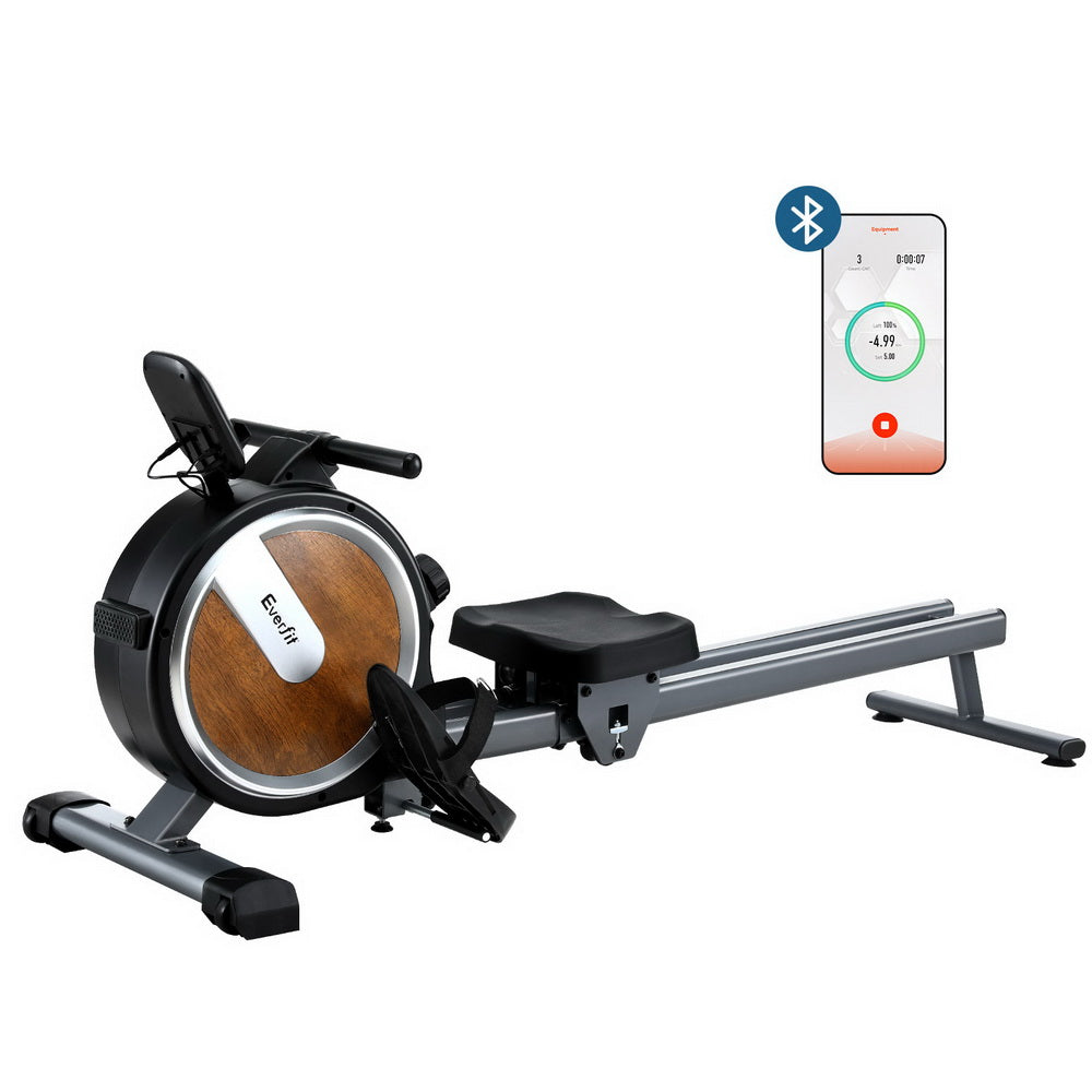 Everfit 16 Level Magnetic Rowing Machine for Home with App Connect Walnut-Sports &amp; Fitness > Exercise, Gym &amp; Fitness > Gym Equipment &amp; Accessories-PEROZ Accessories