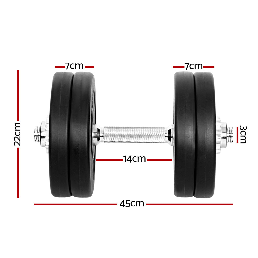 Everfit 25kg Dumbbell Set Weight Plates Dumbbells Lifting Bench-Sports &amp; Fitness > Exercise, Gym &amp; Fitness > Free Weights-PEROZ Accessories