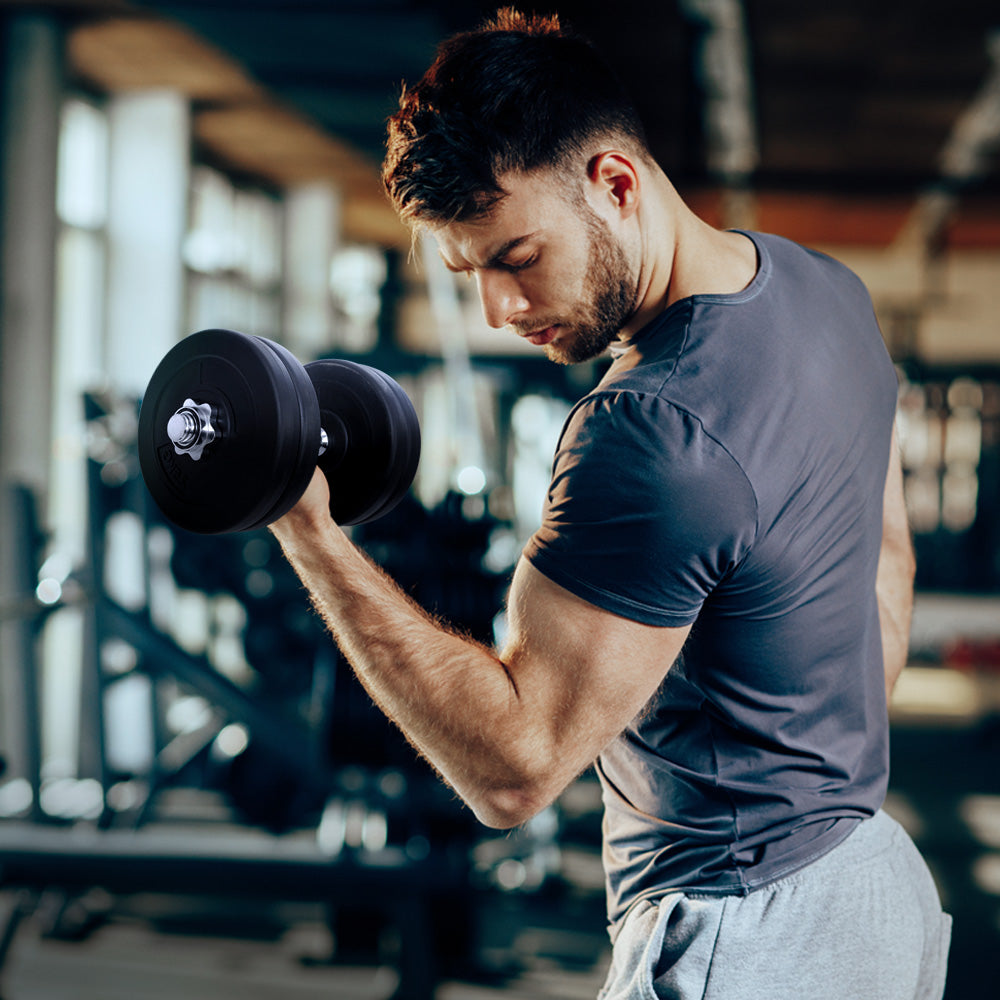 Everfit 25kg Dumbbell Set Weight Plates Dumbbells Lifting Bench-Sports &amp; Fitness > Exercise, Gym &amp; Fitness > Free Weights-PEROZ Accessories