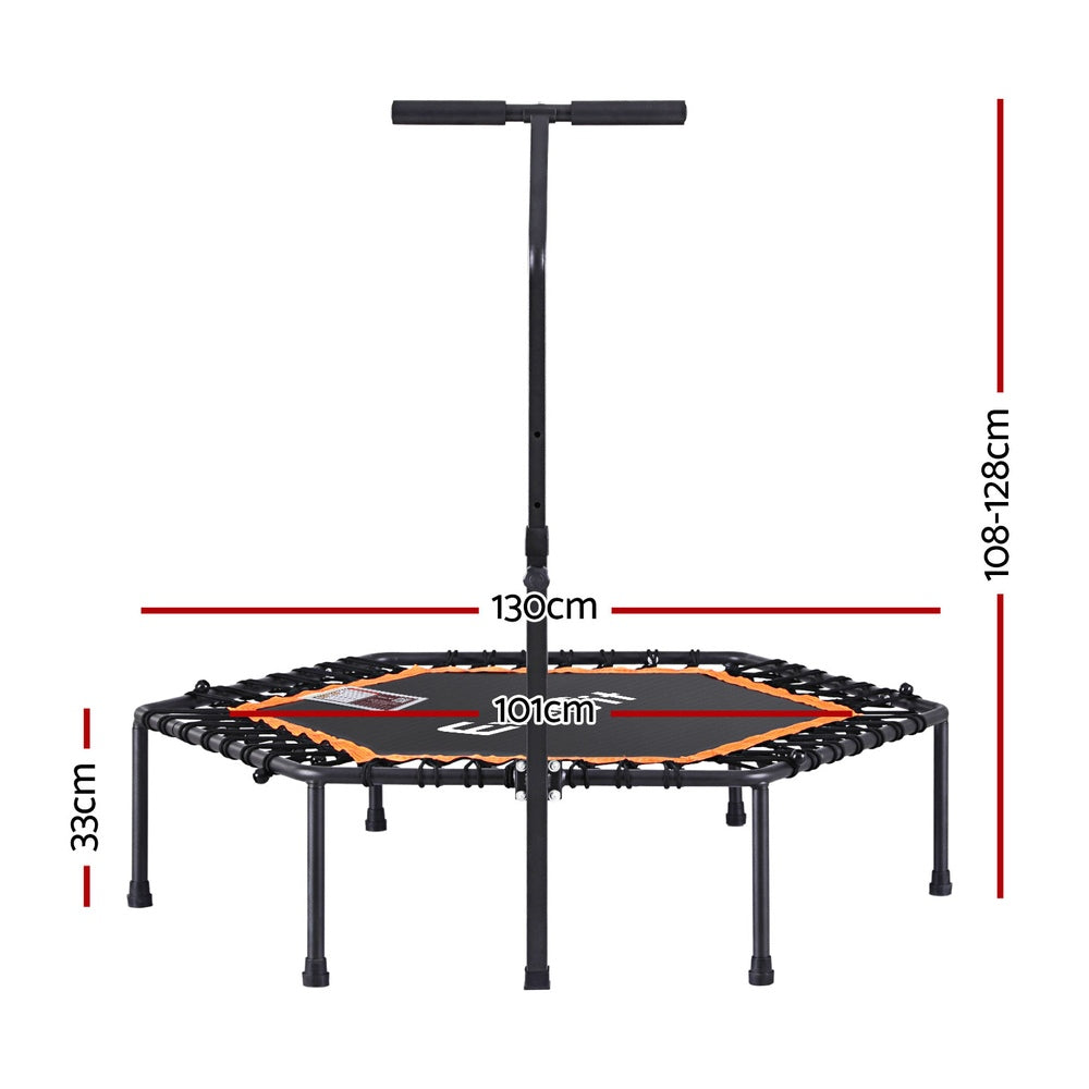 Everfit 51inch Hexagon Fitness Trampoline Rebounder Adjustable Handrail Orange-Sports &amp; Fitness &gt; Trampolines &gt; Trampolines &amp; Accessories-PEROZ Accessories