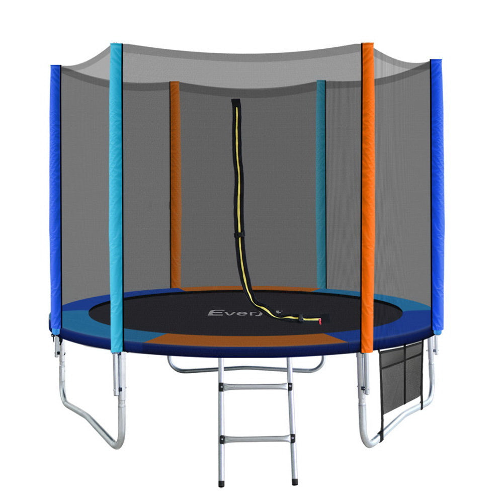 Everfit 8FT Trampoline for Kids w/ Ladder Enclosure Safety Net Pad Gift Round-Sports &amp; Fitness > Trampolines > Trampolines &amp; Accessories-PEROZ Accessories