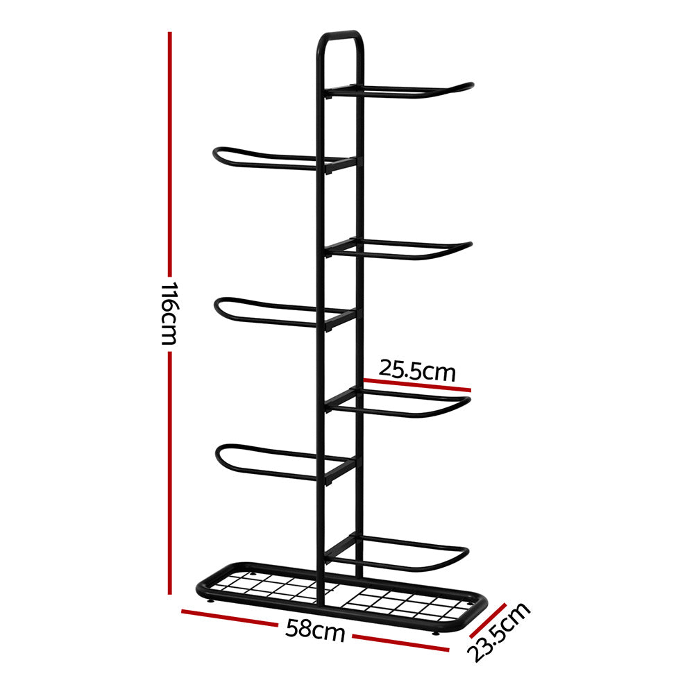 Everfit Ball Storage Rack Sports Equipment Organizer 7-Tier Holder for Garage Gym Black-Tools > Tools Storage > Wall Storage Racks-PEROZ Accessories