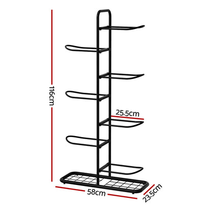 Everfit Ball Storage Rack Sports Equipment Organizer 7-Tier Holder for Garage Gym Black-Tools > Tools Storage > Wall Storage Racks-PEROZ Accessories