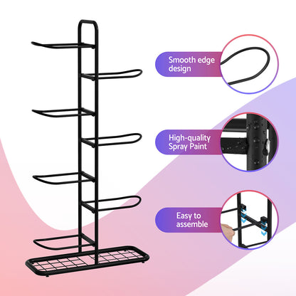Everfit Ball Storage Rack Sports Equipment Organizer 7-Tier Holder for Garage Gym Black-Tools > Tools Storage > Wall Storage Racks-PEROZ Accessories