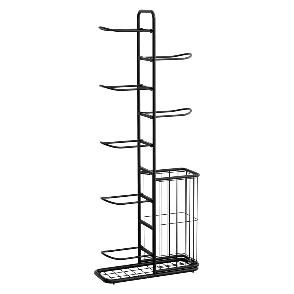 Everfit Ball Storage Rack Sports Equipment Organizer 7-Tier with Basket for Garage Gym Black-Tools > Tools Storage > Wall Storage Racks-PEROZ Accessories
