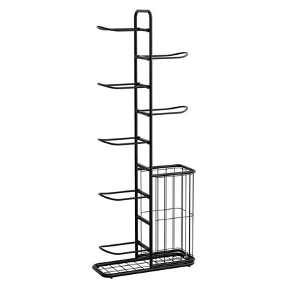 Everfit Ball Storage Rack Sports Equipment Organizer 7-Tier with Basket for Garage Gym Black-Tools > Tools Storage > Wall Storage Racks-PEROZ Accessories
